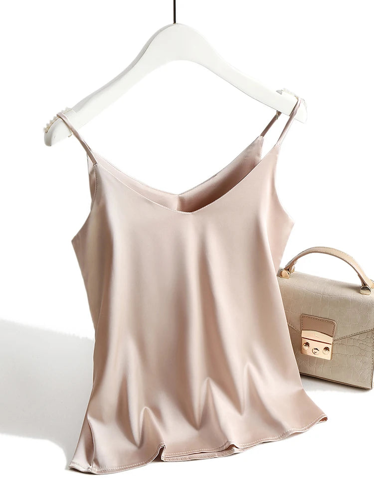 AOSSVIAO 2026 Spaghetti Strap Top Women Halter V Neck Basic White Cami