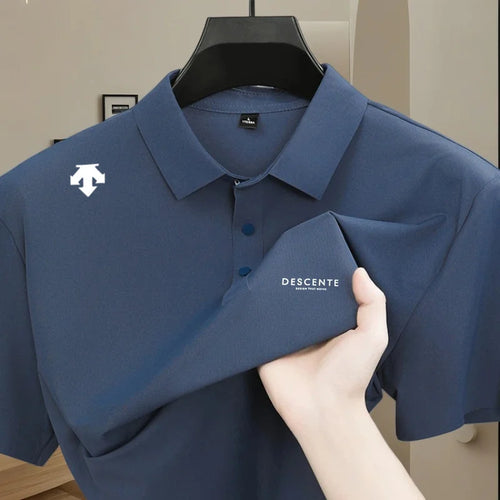 High quality ice silk polo shirt short sleeved men's sports brand