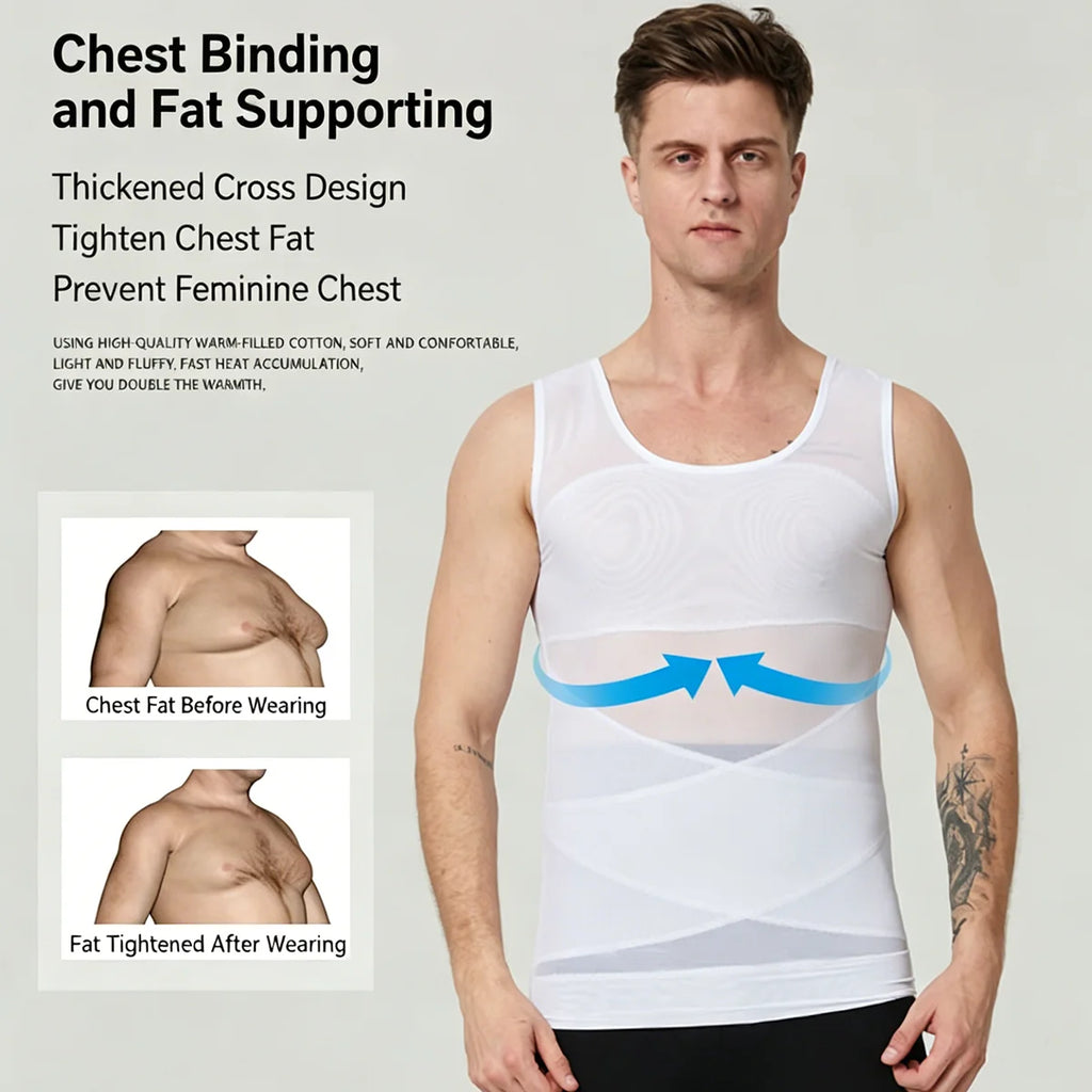 Men Compression Shirts for Men Shapewear Chest Abdomen Control Body