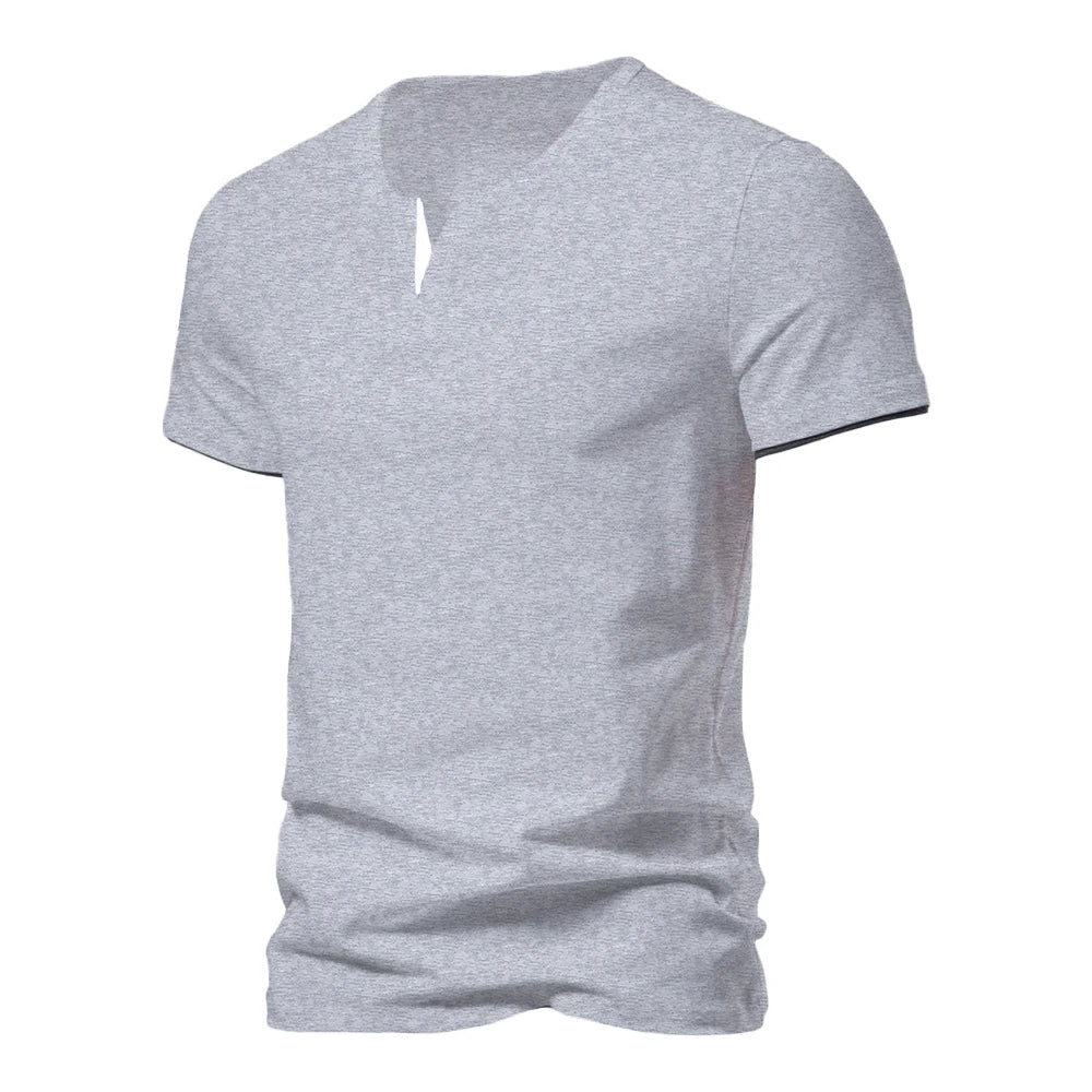 Mens Short Sleeve Henley Shirt Casual Summer V Neck T-Shirt Casual