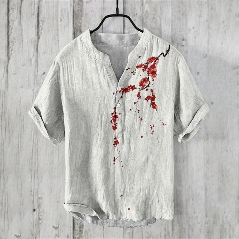 Summer 2024 V-neck Fashion henley shirt Men's Comfortable Henley Shirt