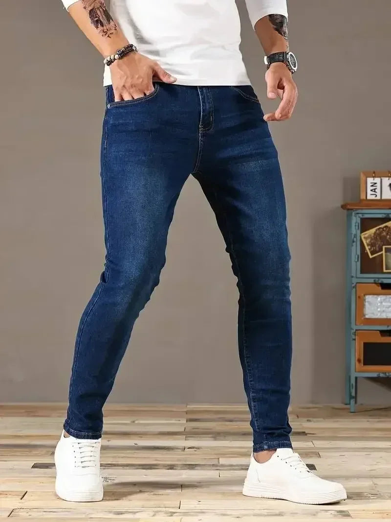 2026 Men Classic Advanced Pencil Jeans Homme Man Soft Stretch Black