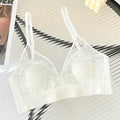 Sexy Lace Crop Top Deep V Backless Camisole Hollow Mesh Bra Female