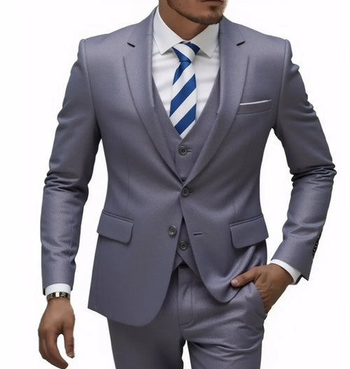 13 Color Basic Style Men's Casual Solid Color 3 Pieces Suits / Male