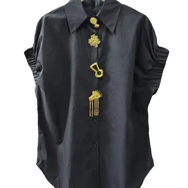 Luxury Design Removable Sequins Blouses Shirts Women 2026 Summer Trend