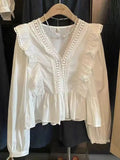 Shirts for Women Autumn 2025 New Ruffled Wrap Irregular Long Sleeve