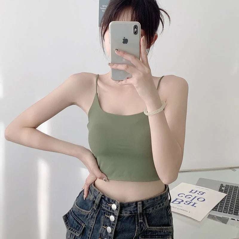 Summer Bra Top Sexy Women Ice Silk Crop Top Seamless Tube Tops