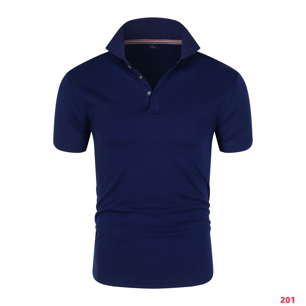 2025 New Men's Collar T-Shirt White Casual Short Sleeved Golf Collar