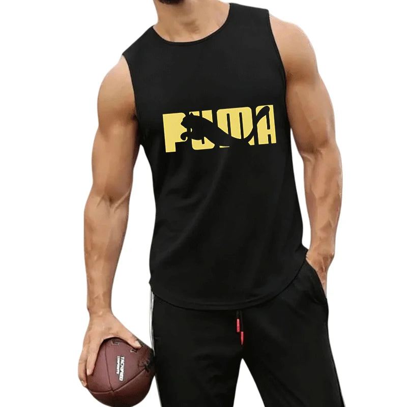2026 New Men's Leopard Logo Tank Tops Casual Sleeveless Shirts Summer