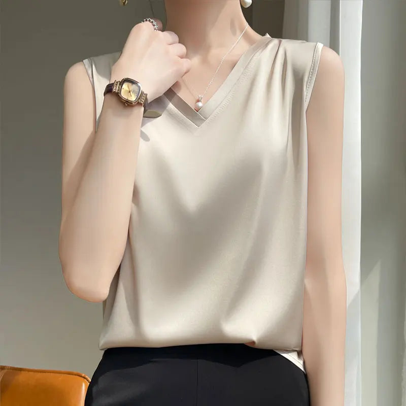 Suspended Tank Top Women's Suit Bottom Imitation Silk 25 New Versatile