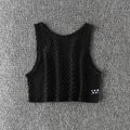 Sexy Black/Red Hollow Out Crop Top 2023 Mesh T-shirt Female Loose