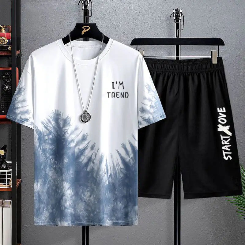 Summer Quick Drying Men's Sets Fashion tracksuits Casual Ice Silk