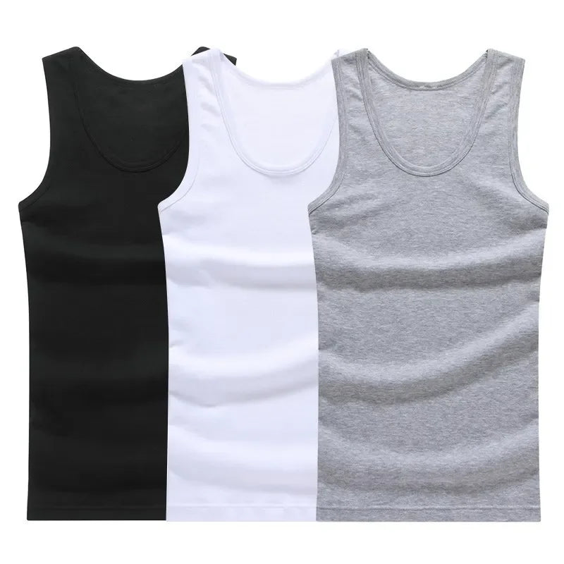 1/3 Piece Men's Four Season Solid Color Plus Size Vest Comfortable