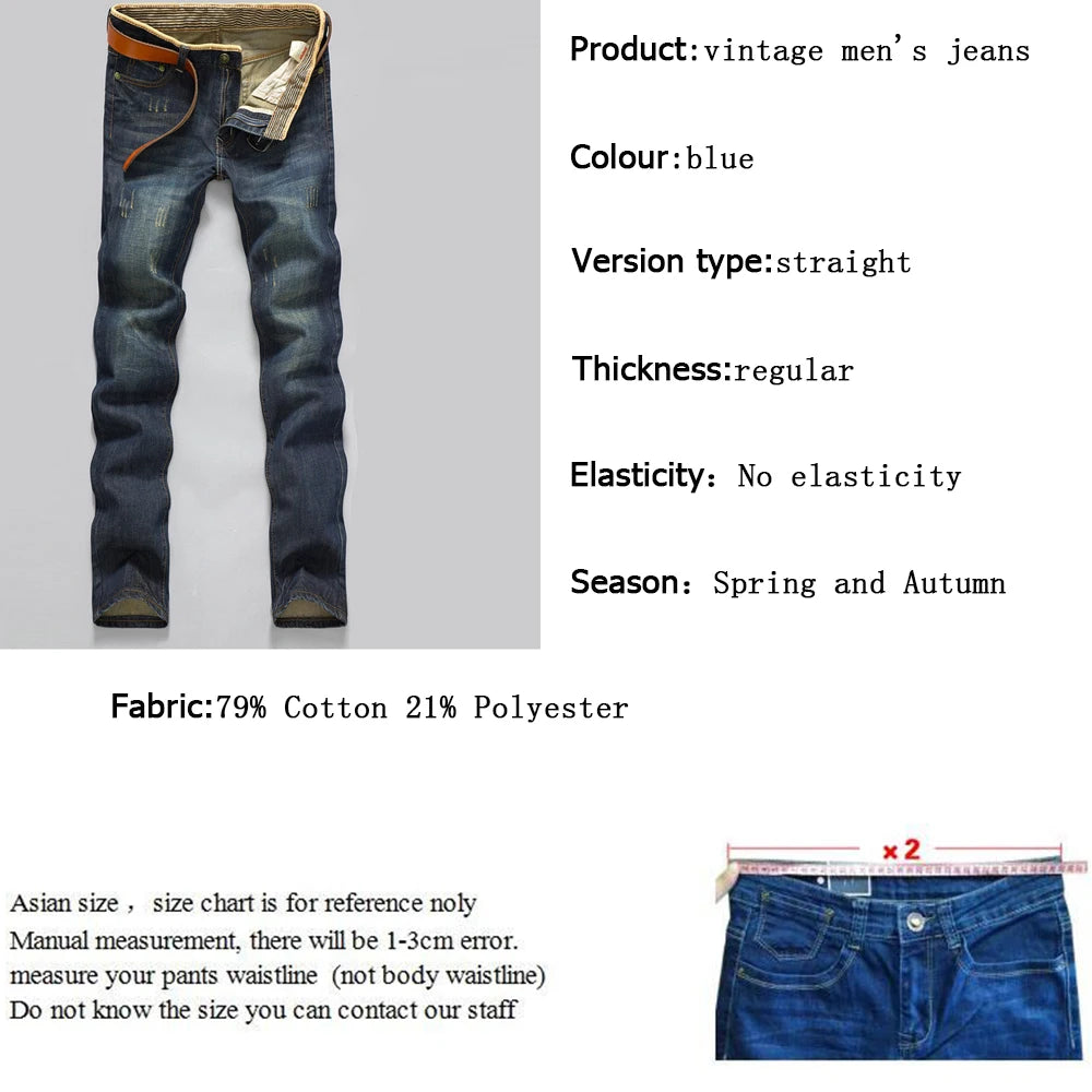 2025 Casual Jeans Men Business Straight Jeans Stretch Denim Pants