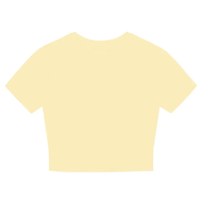 Summer 2026 Solid Basic Short Sleeve Womens Tshirt Casual Black White