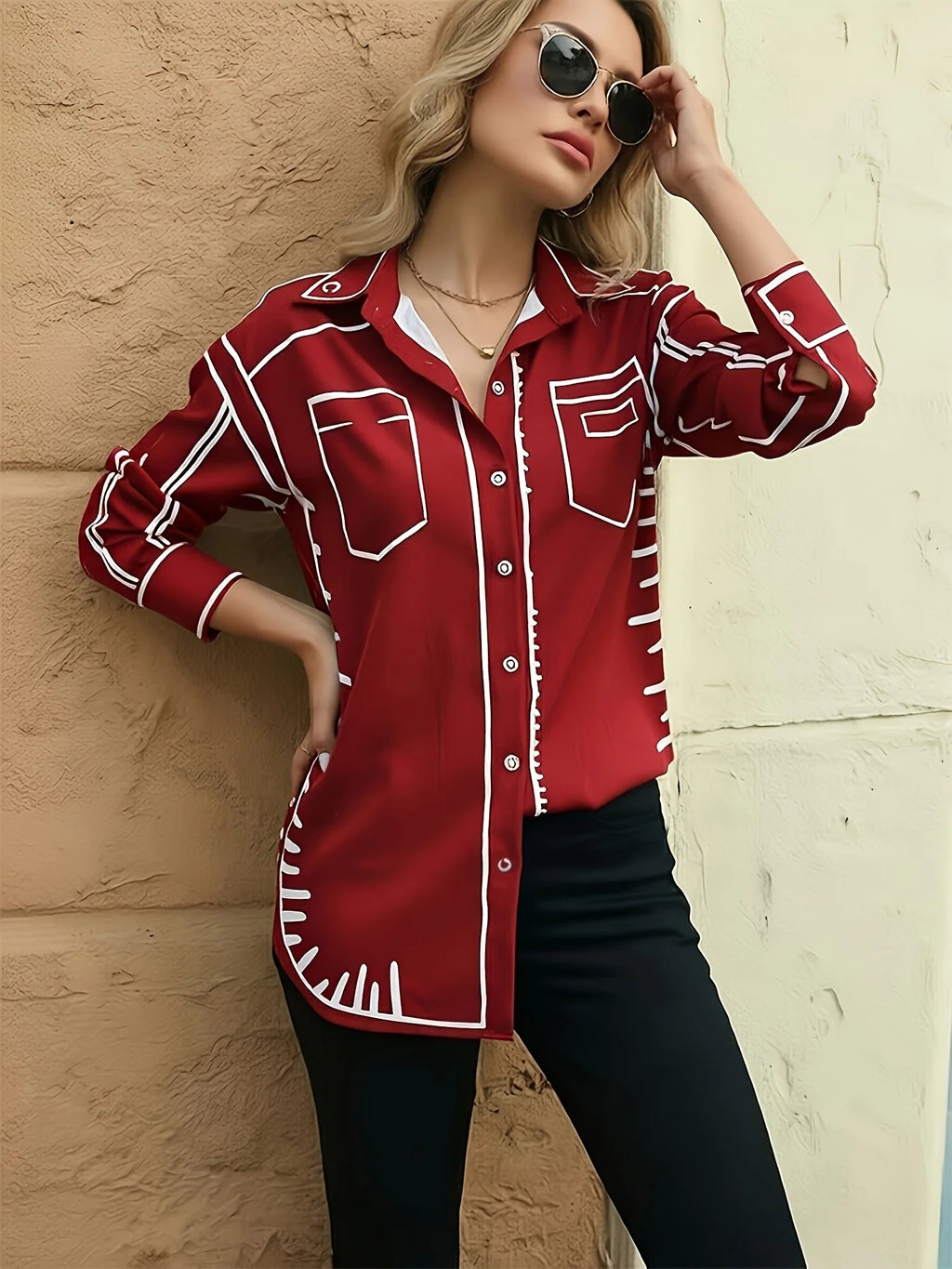 Fashion Printed Ladies Shirts New Chic Women Blouses Spring Summer