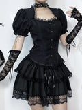 AltGoth Vintage Gothic Lolita T-shirt Women Streetwear Lace Patchwork