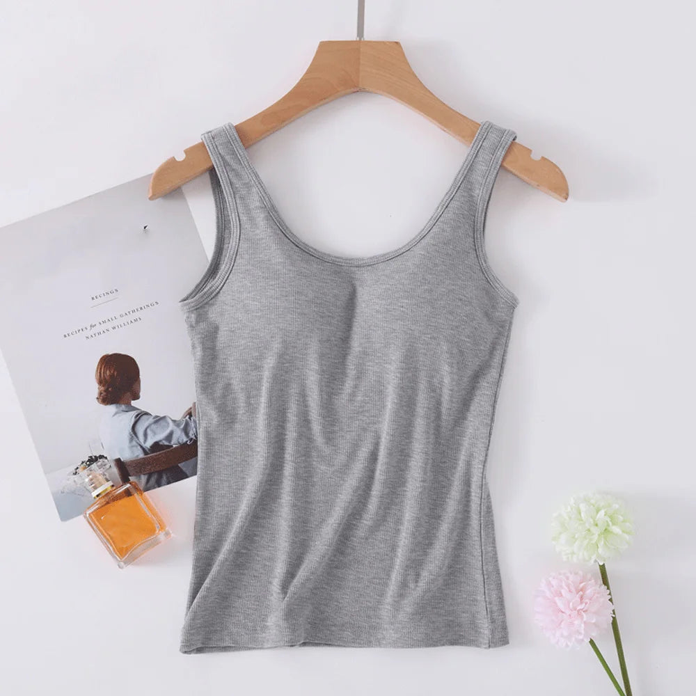 2023 New Summer Modal Vest Crop Top with Cups Pad Women's Bra One
