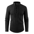 Cotton Linen Men's Vintage Pirate Shirt Medieval Viking Henley Neck