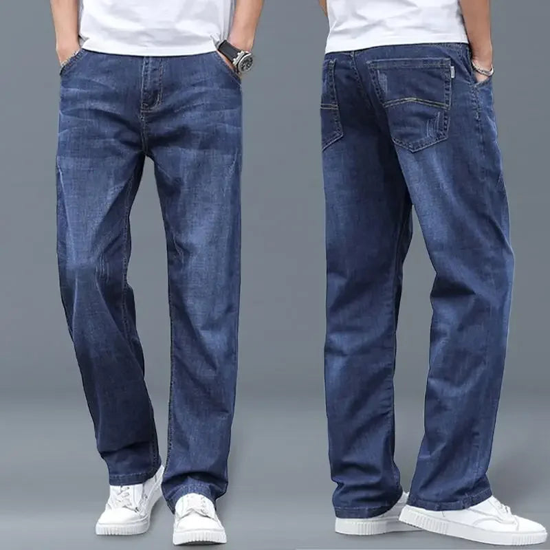 Jeans Men's Summer Straight Leg Loose Large Leg Autumn Thick