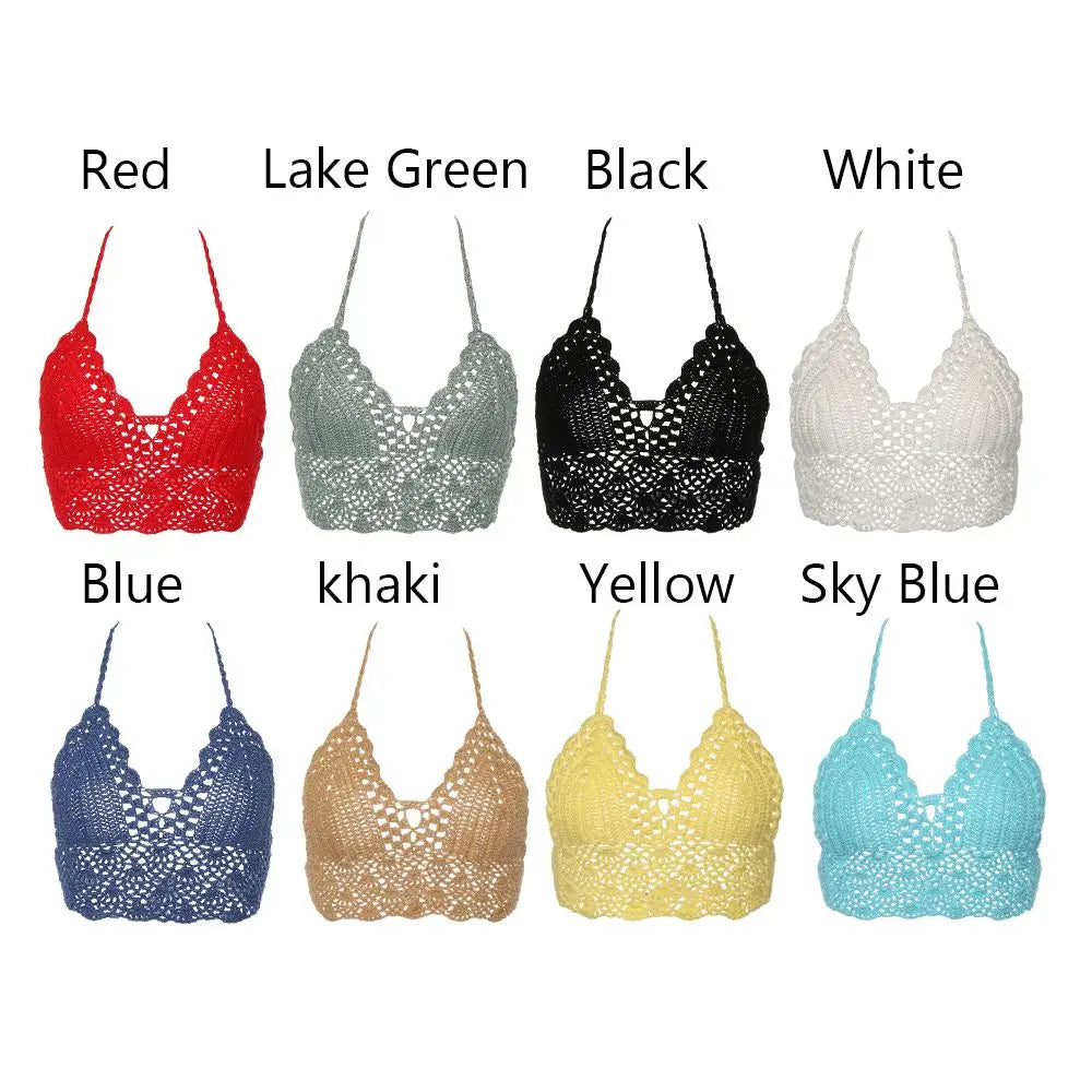 Women Summer Sexy Bikini Crochet Crop Top Boho Beach Camisoles Knit