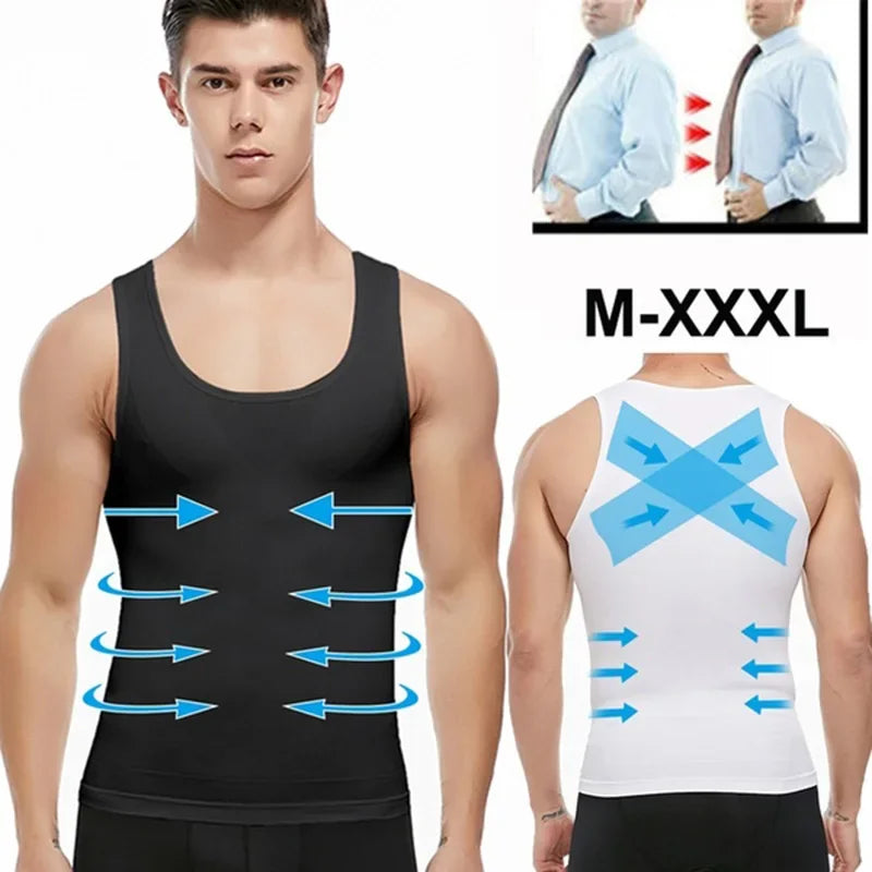 Mens Slimming Body Shaper Shapewear Abs Abdomen Compression Shirt to