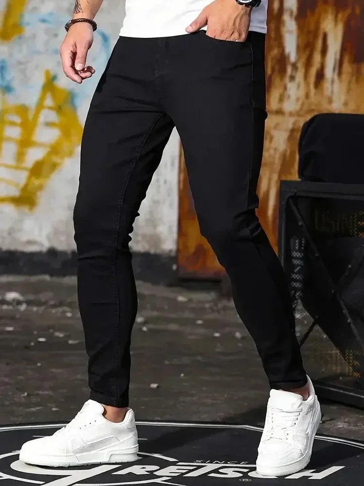 2026 Men Classic Advanced Pencil Jeans Homme Man Soft Stretch Black