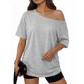 Women's Casual One-Shoulder Ruched T-Shirt – 2026 Summer Short-Sleeved