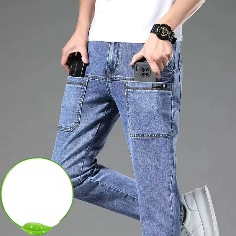 Men's Daily Multi Pockets Narrow Leg Denim Pants Designer Brand Hot