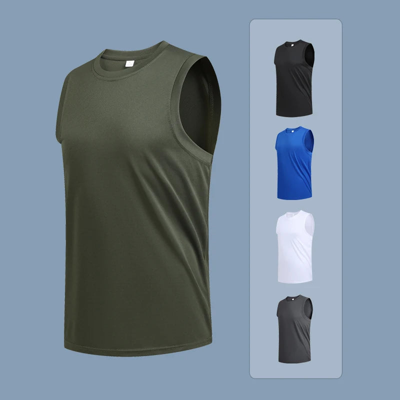 Men's New Large Size Breathable Ice Silk Quick Dry Sleeveless Vest