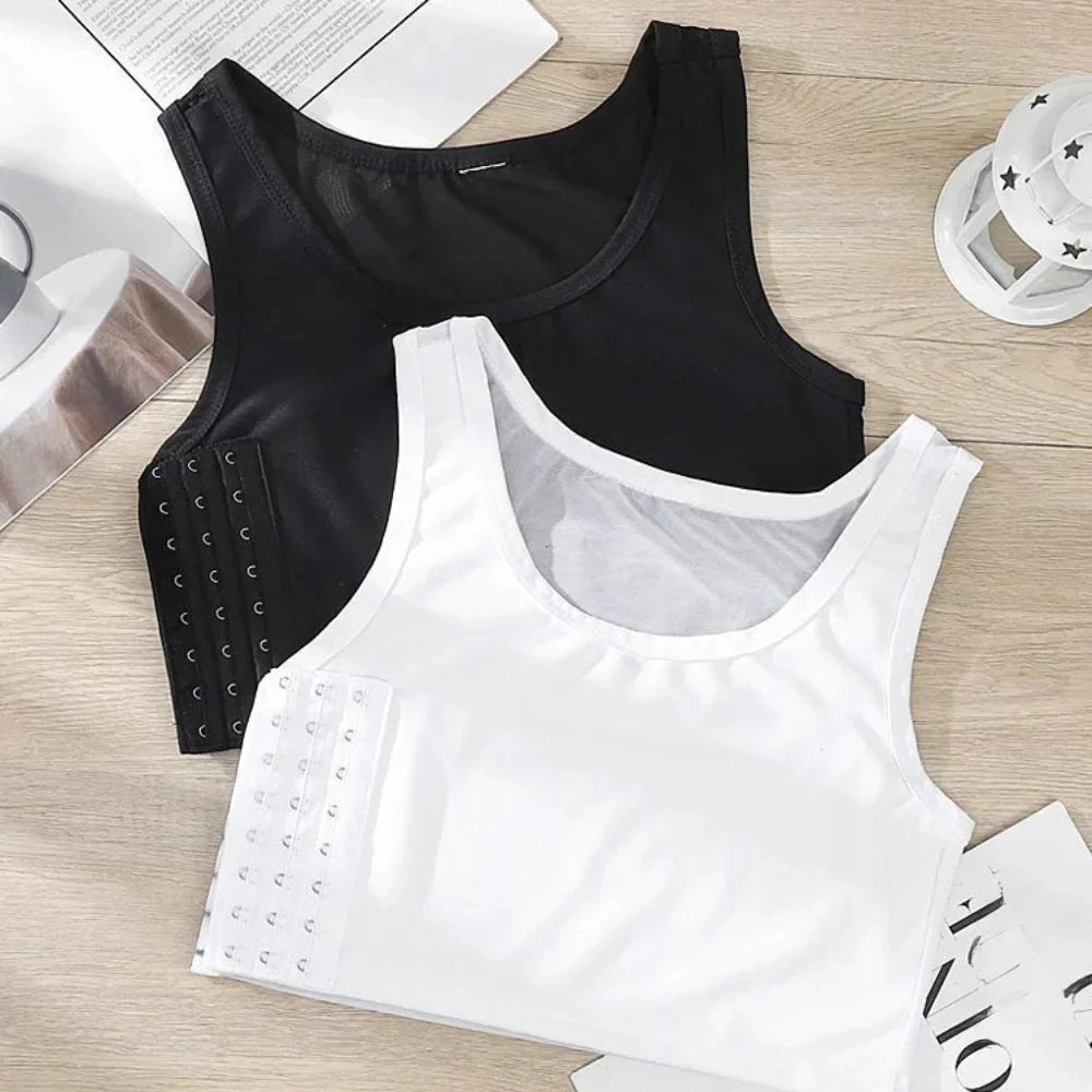 Women Breathable Chest Breast Binder Side Buckle Short Vest Tops Chest