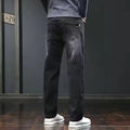 Men's lightweight loose-fit wide-leg jeans with thick legs, slim-fit,