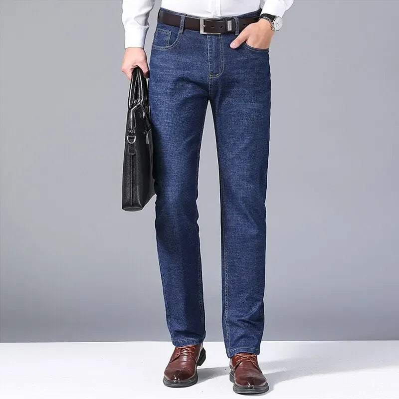 Men Fashion Straight Jeans Mens 2025 New Stretch Slim Fit Pants