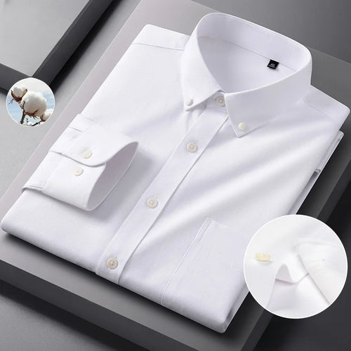 100%Cotton Men's Oxford Shirt Long Sleeved For Male Comfort Breathable