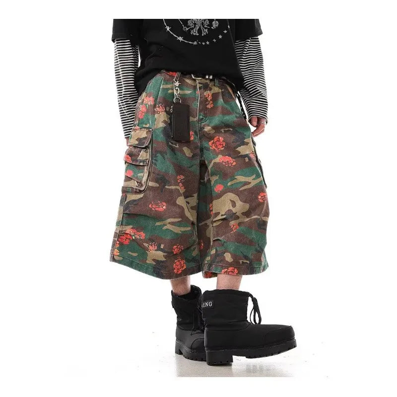 Men's Jeans Man Pants Retro American Camo Cargo Denim Trousers Loose