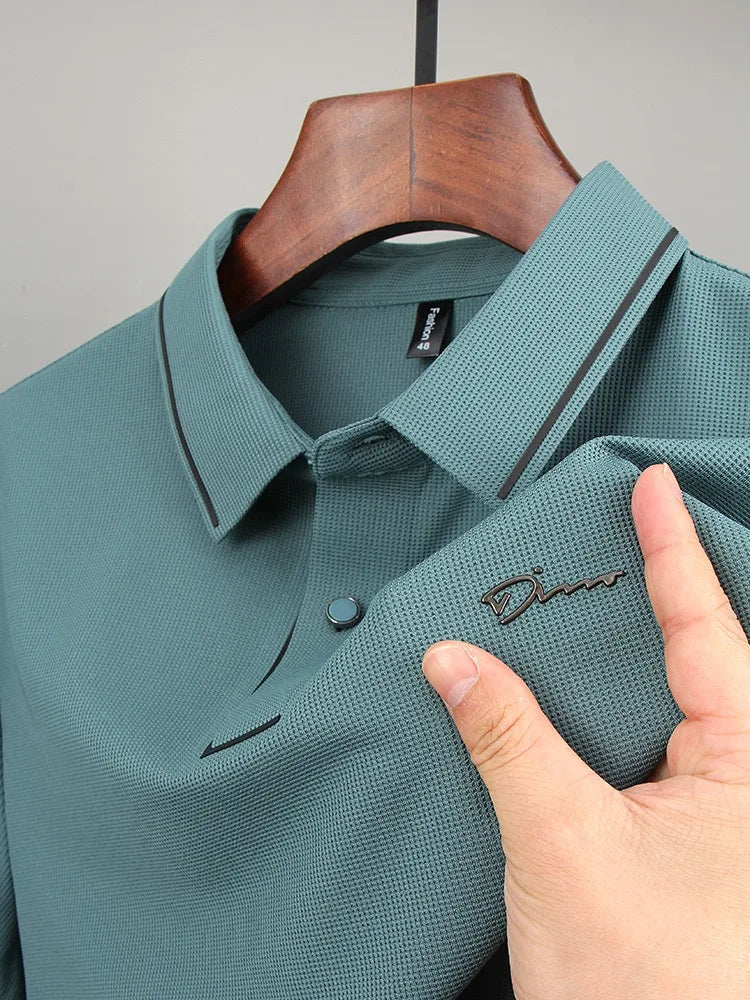 High quality letter embroidery short sleeve T-shirt men's lapel summer