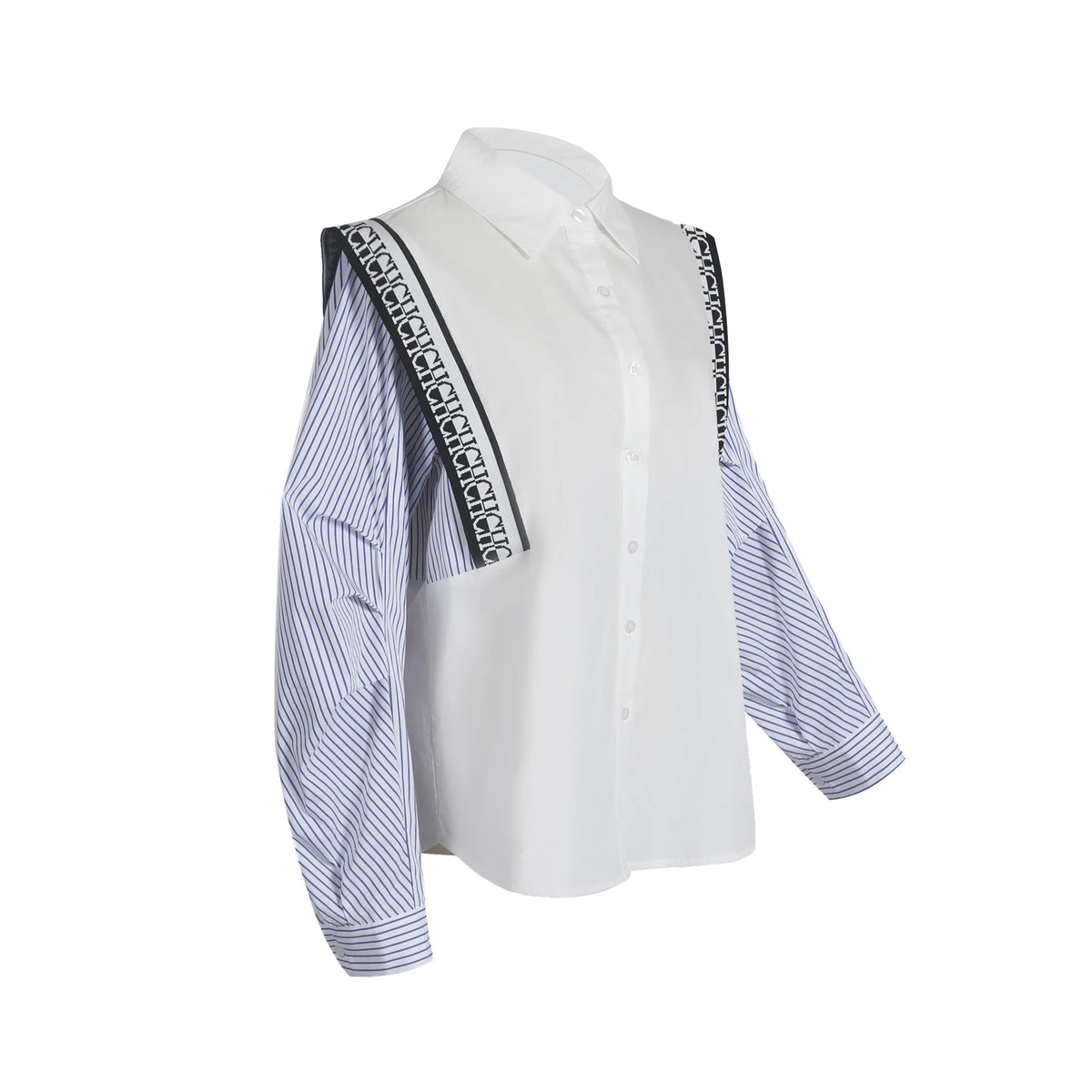 CHCH New Women's Casual Shirt Comfortable Simple Striped Patchwork