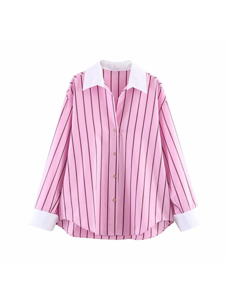 Women Blouses Tops Spring New Fashion Color Blocking Elegant Women's