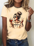 Streetwear 90s Women'S Casual Graphic T-Shirt  "Dramatic" Print with