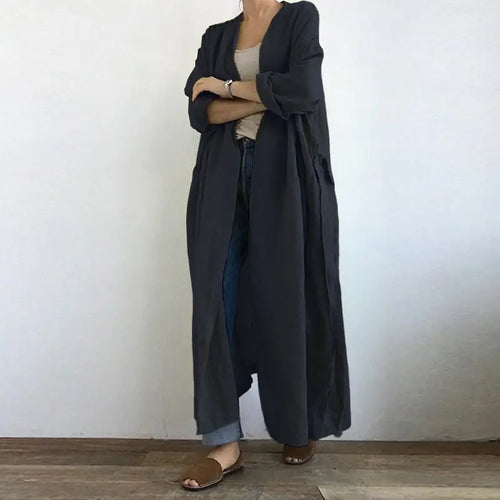 2023 Cotton Long Cardigan Women's Autumn Blouse Casual Long Sleeve