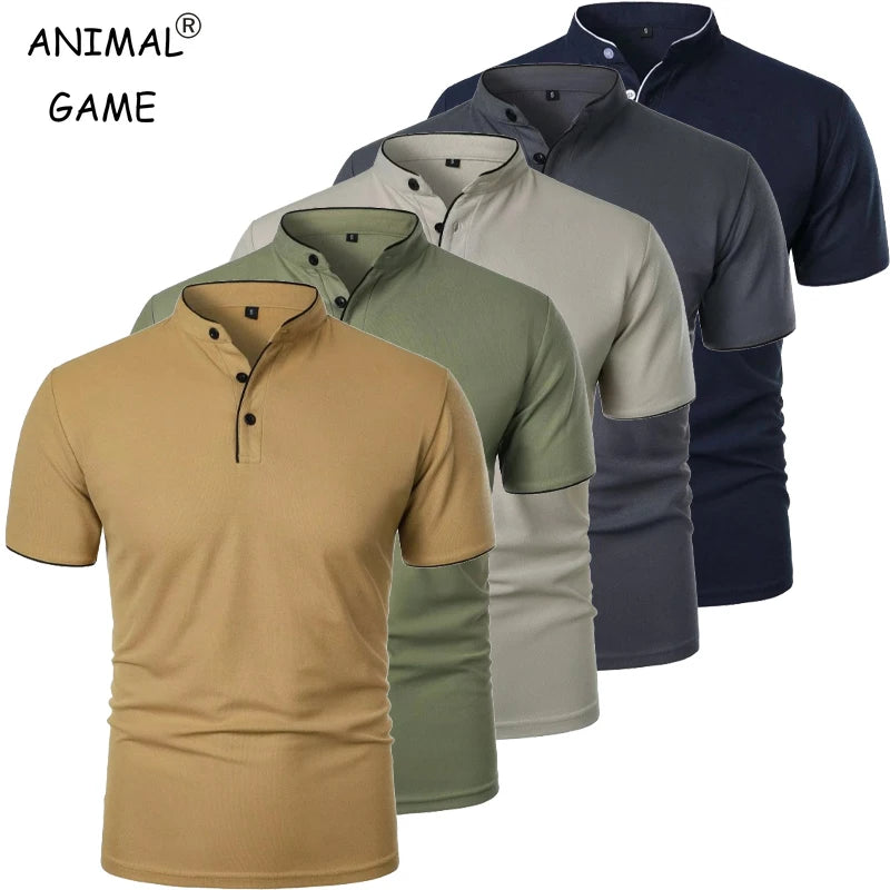 New Men's Short Sleeve Collar Polo Shirts Summer Solid Color Casual