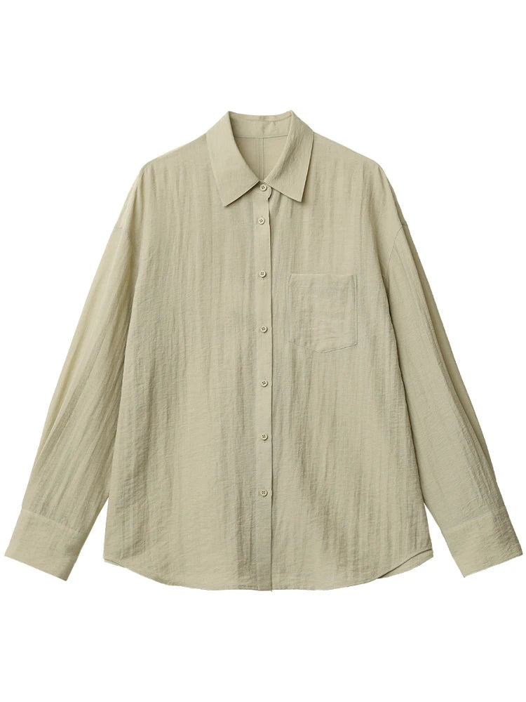 CHIC VEN Women Long Sleeve Shirts Solid Loose Casual New Style Design
