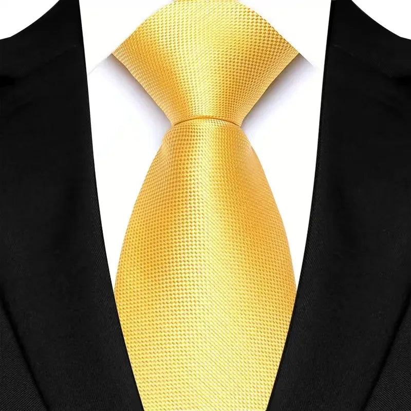 8cm Width Yellow Color Neck Ties For Men Paisley Dots Necktie Handmade