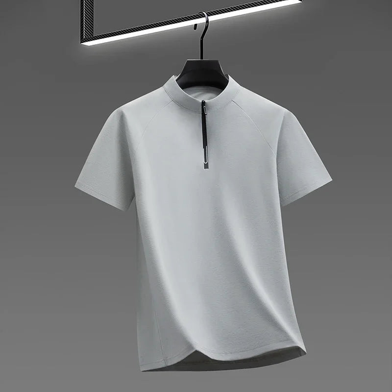 Summer Men's Casual Half Zip T Shirt Lightweight Breathable Fabric