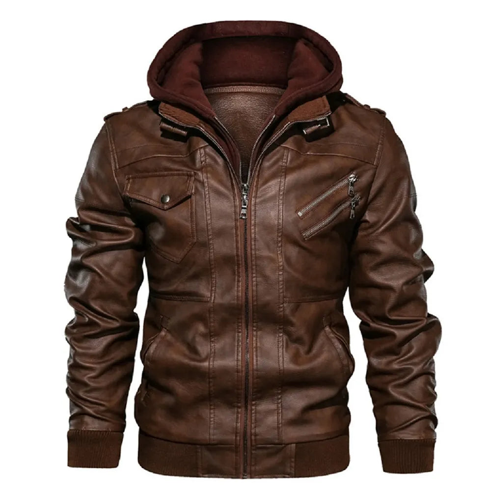 KB New Men's Leather Jackets Autumn Casual Motorcycle PU Jacket Biker