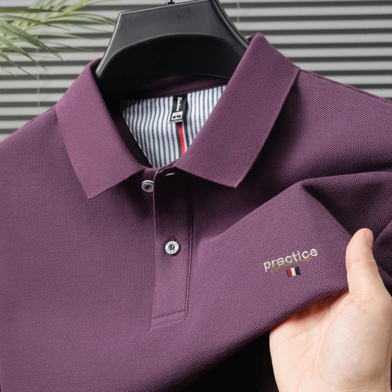 100% Pure Cotton Men's Classic Embroidered Polo Shirt Luxury