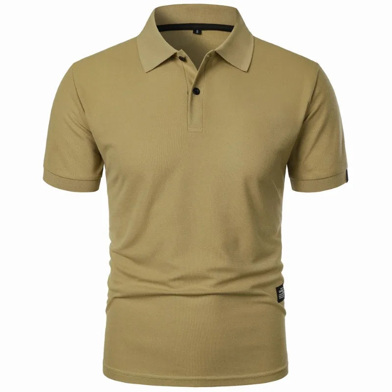 New Solid Color Polo Shirt Men's Short Sleeve Button Tshirts Lapel
