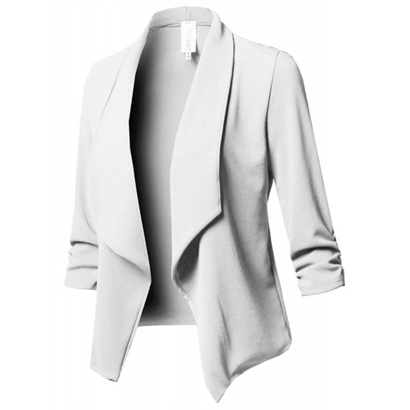 Women Solid Folds PU Leather Button Turn Down Collar Bodycon Working