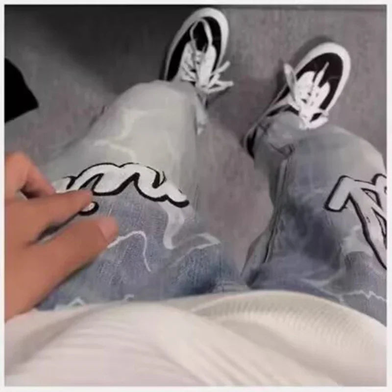 2025 Men Jeans Male Slim High Elasticity Star Embroidery Stretch Mid