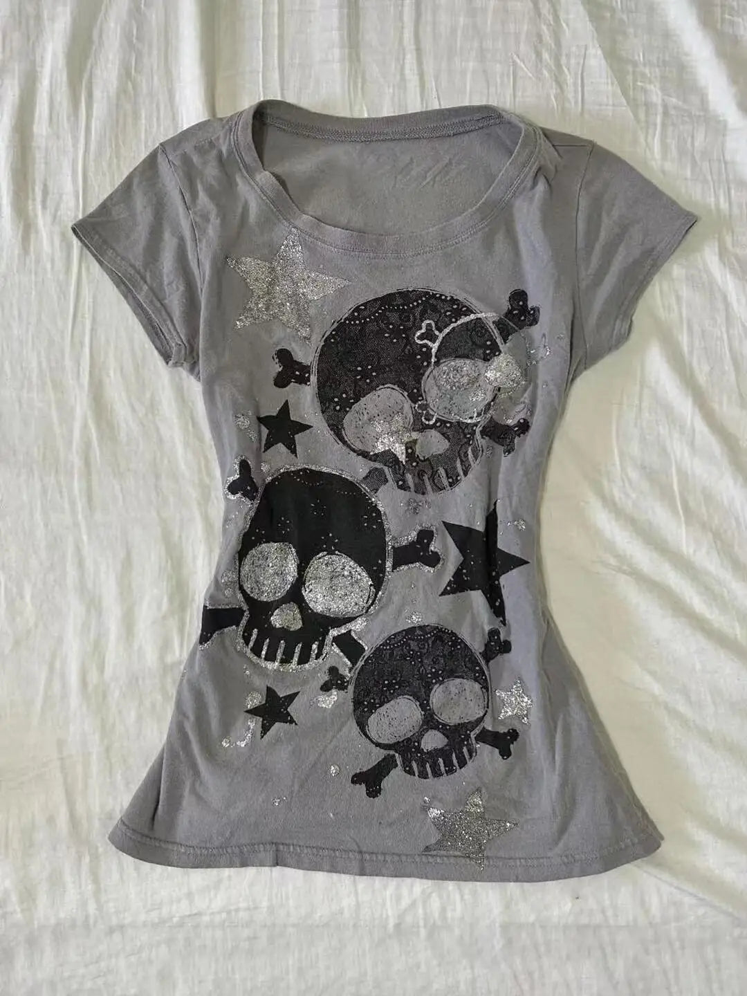 Japanese Y2k Women's Tees 2000s Hottie Clothes Tops Star Skull Graphic